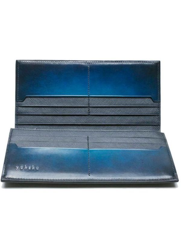 yuhaku - かぶせ長財布 / ブルー | BRYAN