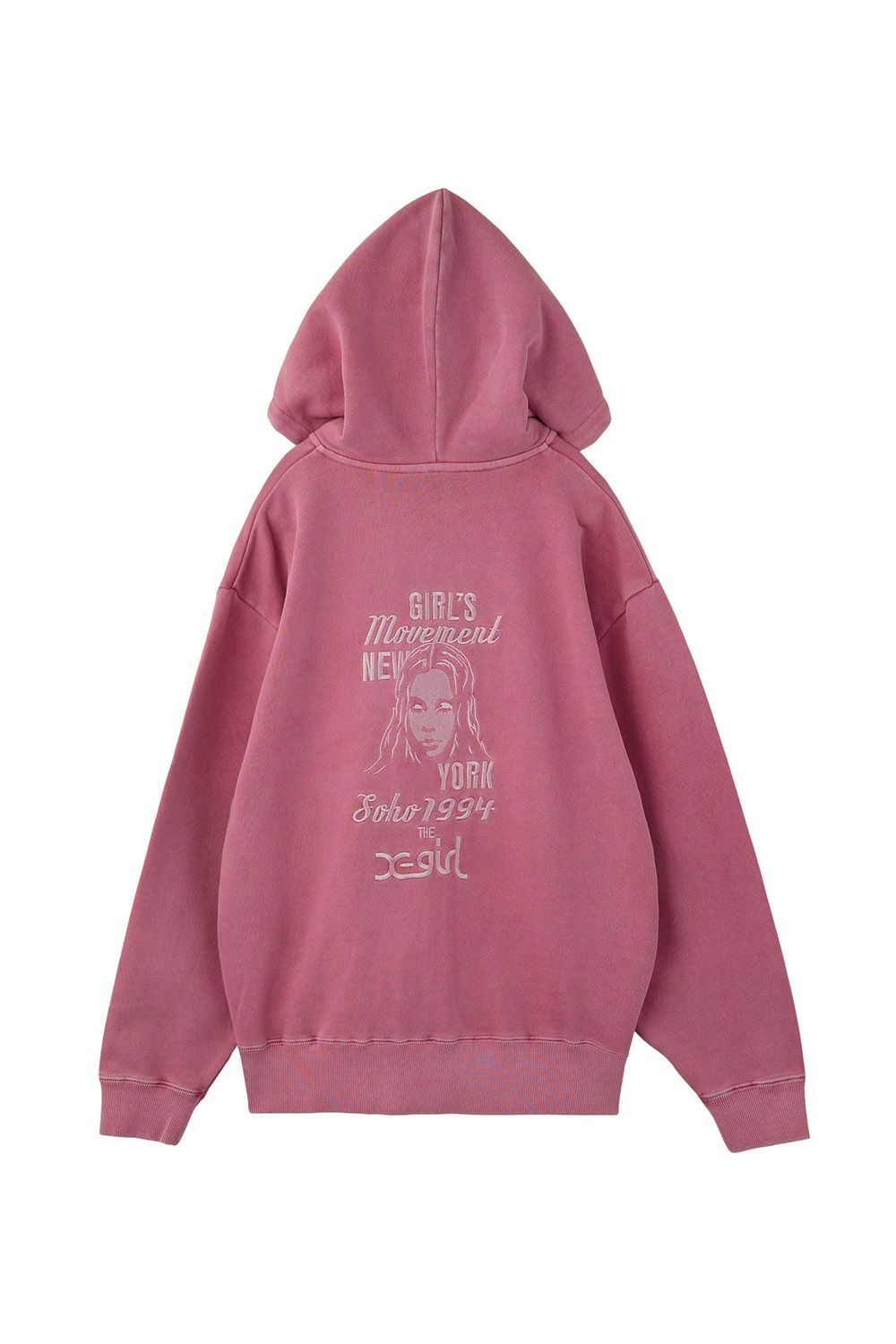 X-girl - MIX LOGO & FACE FADED ZIP UP SWEAT HOODIE / ピンク | Tempt