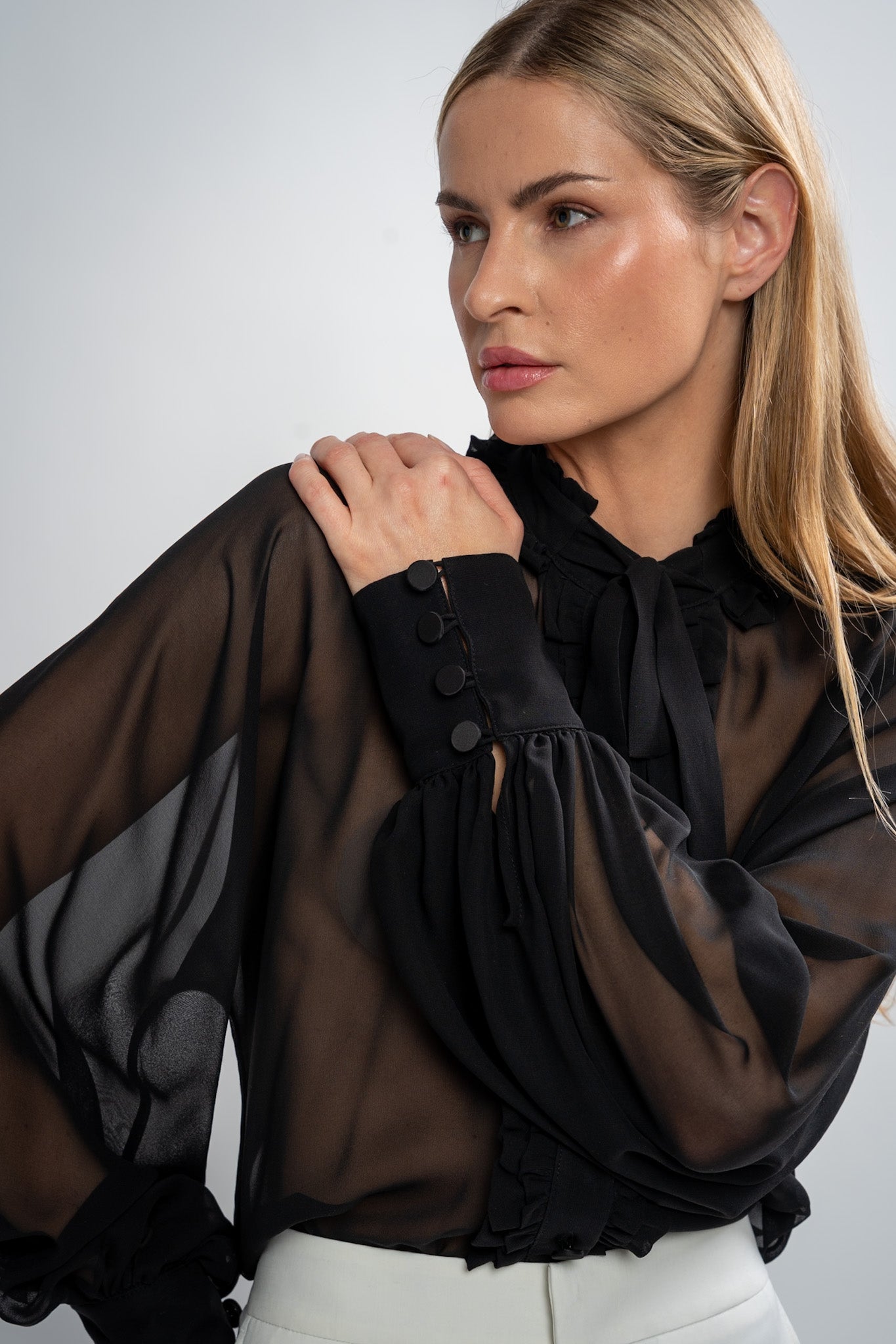 Bow Tie Chiffon Blouse