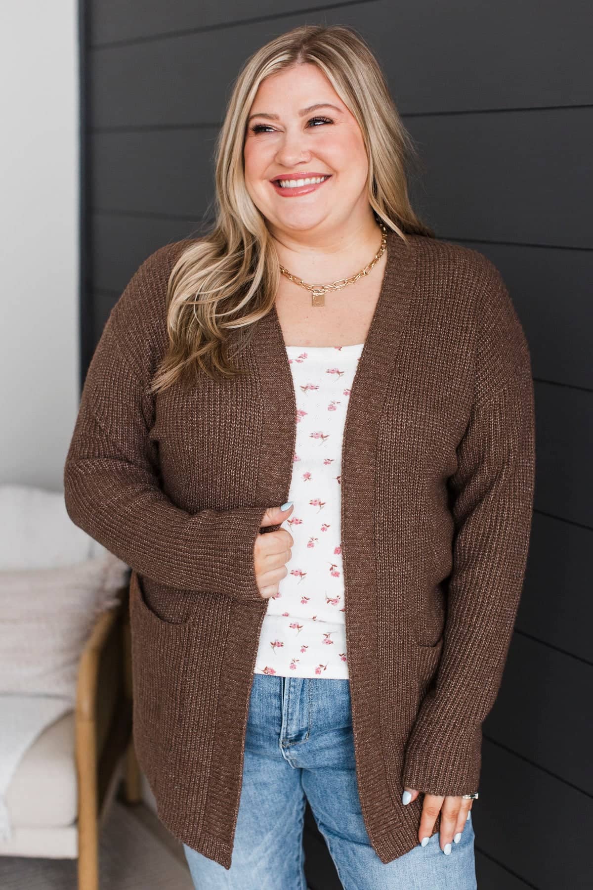 Take Me Places Knit Cardigan- Brown