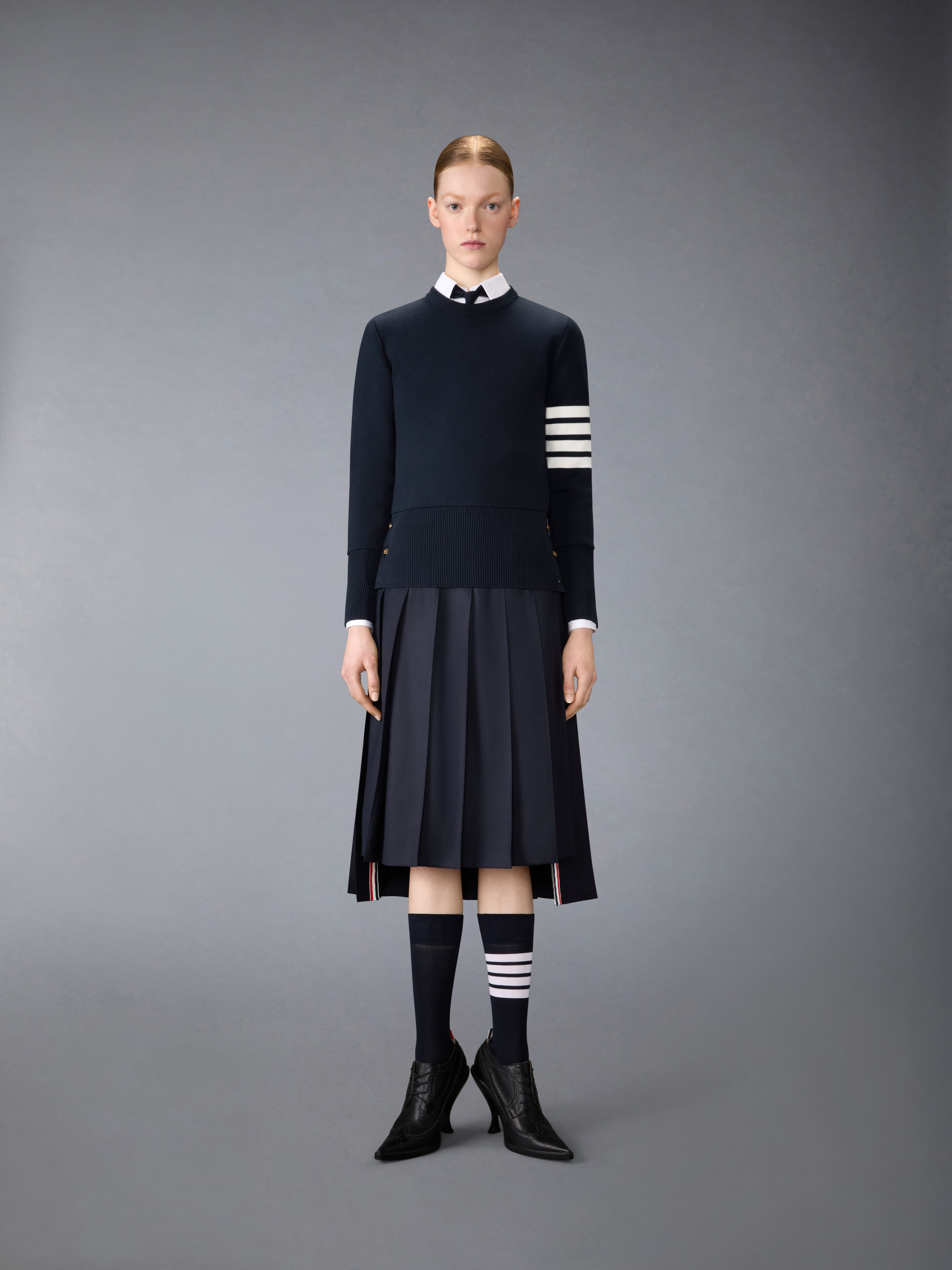 Cotton 4-Bar Classic Milano Stitch Pullover | Thom Browne