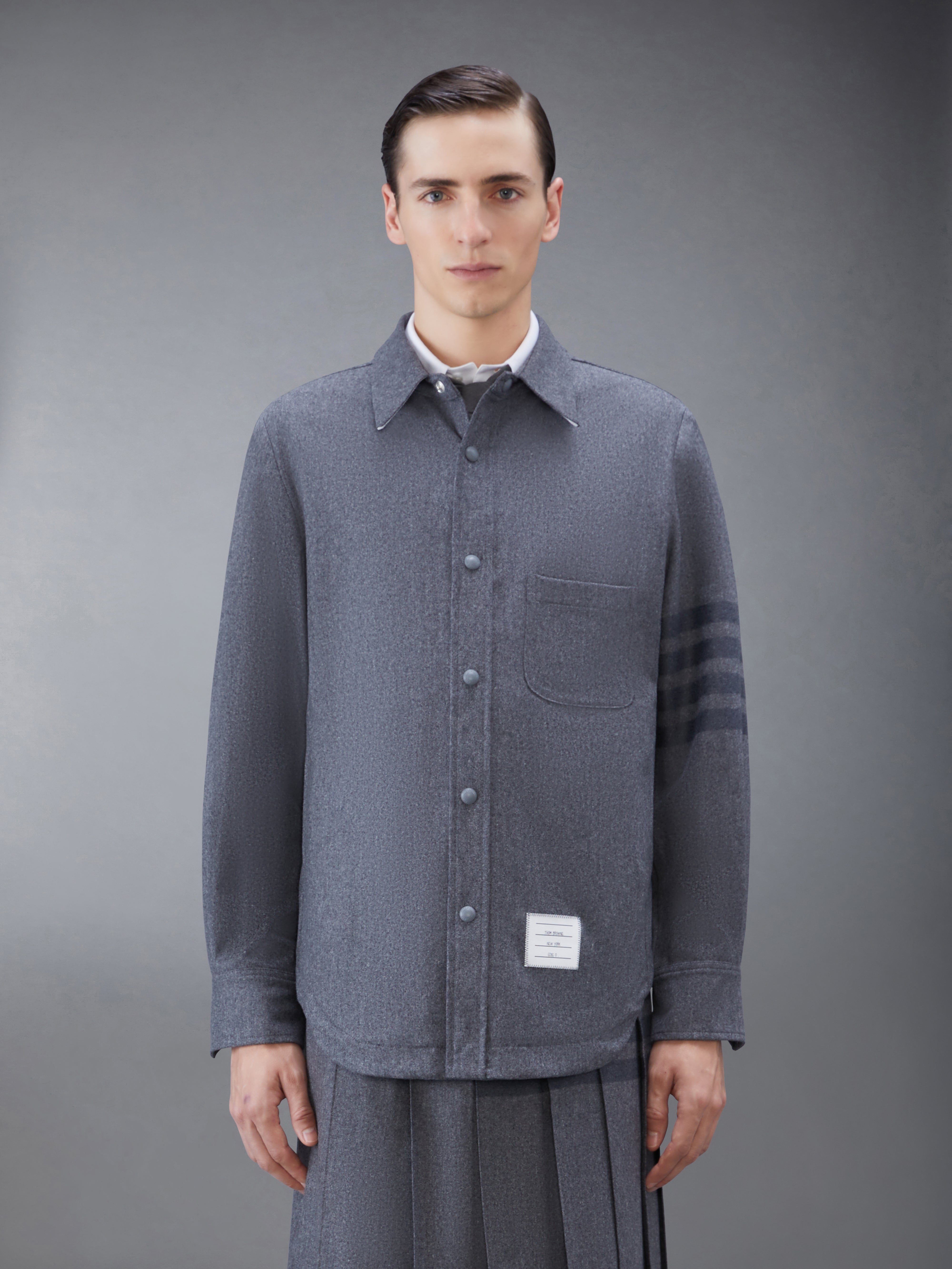 Flannel 4 Bar Shirt Jacket | Thom Browne