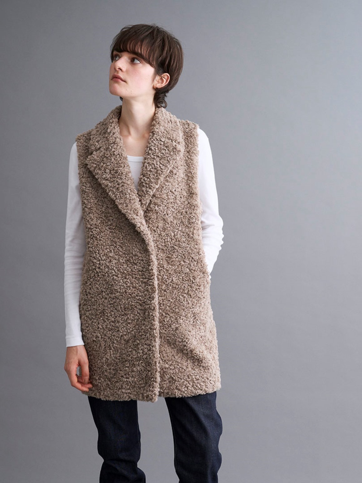 Emma】Poodle boa tailored vest｜スリードッツ オフィシャル