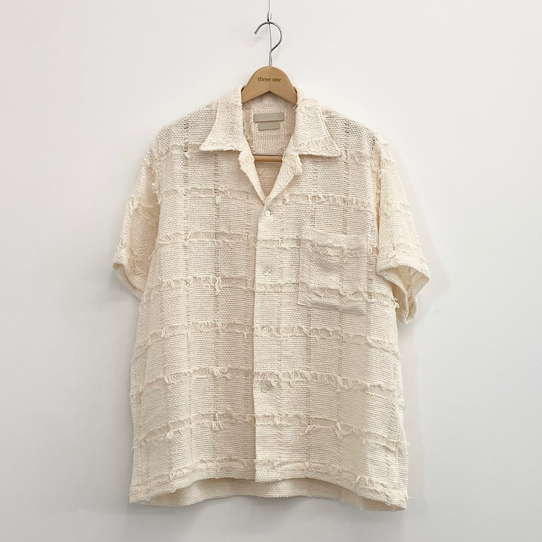 YOKE ヨーク YK25SS001005SH FRINGE CHECK TWEED OPEN COLLAR SHIRT