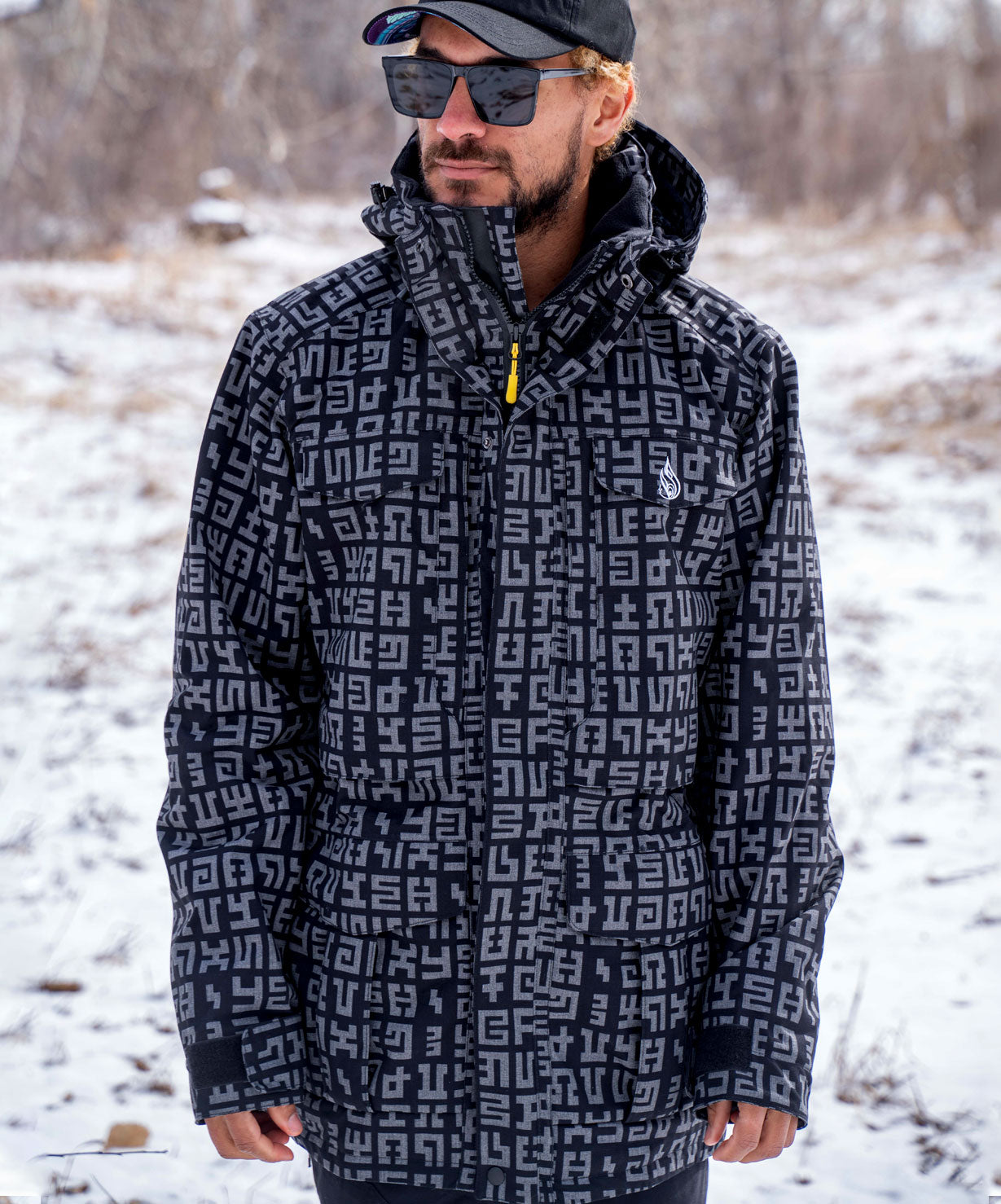 Secret Writing Onyx Sherpa Jacket by Allyson Grey - Threyda Art