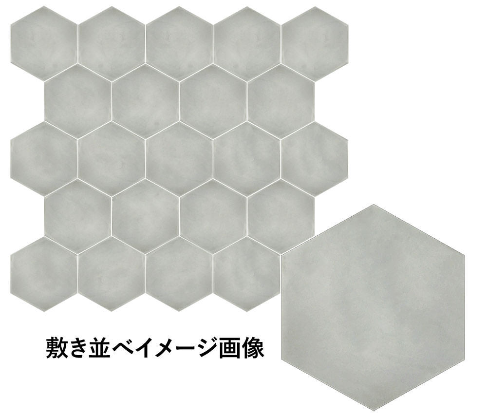 セメントタイル 六角形(ヘキサゴン) グレー系 65702HKT | タイルライフ