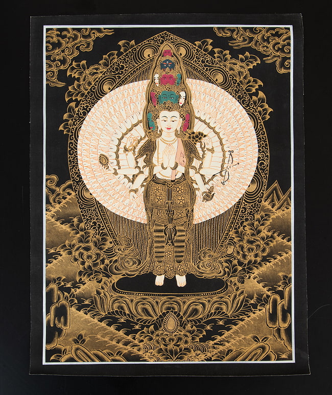 一点物〕タンカ - 十一面千手千眼観世音菩薩[30cm x 40cm] の通販[送料