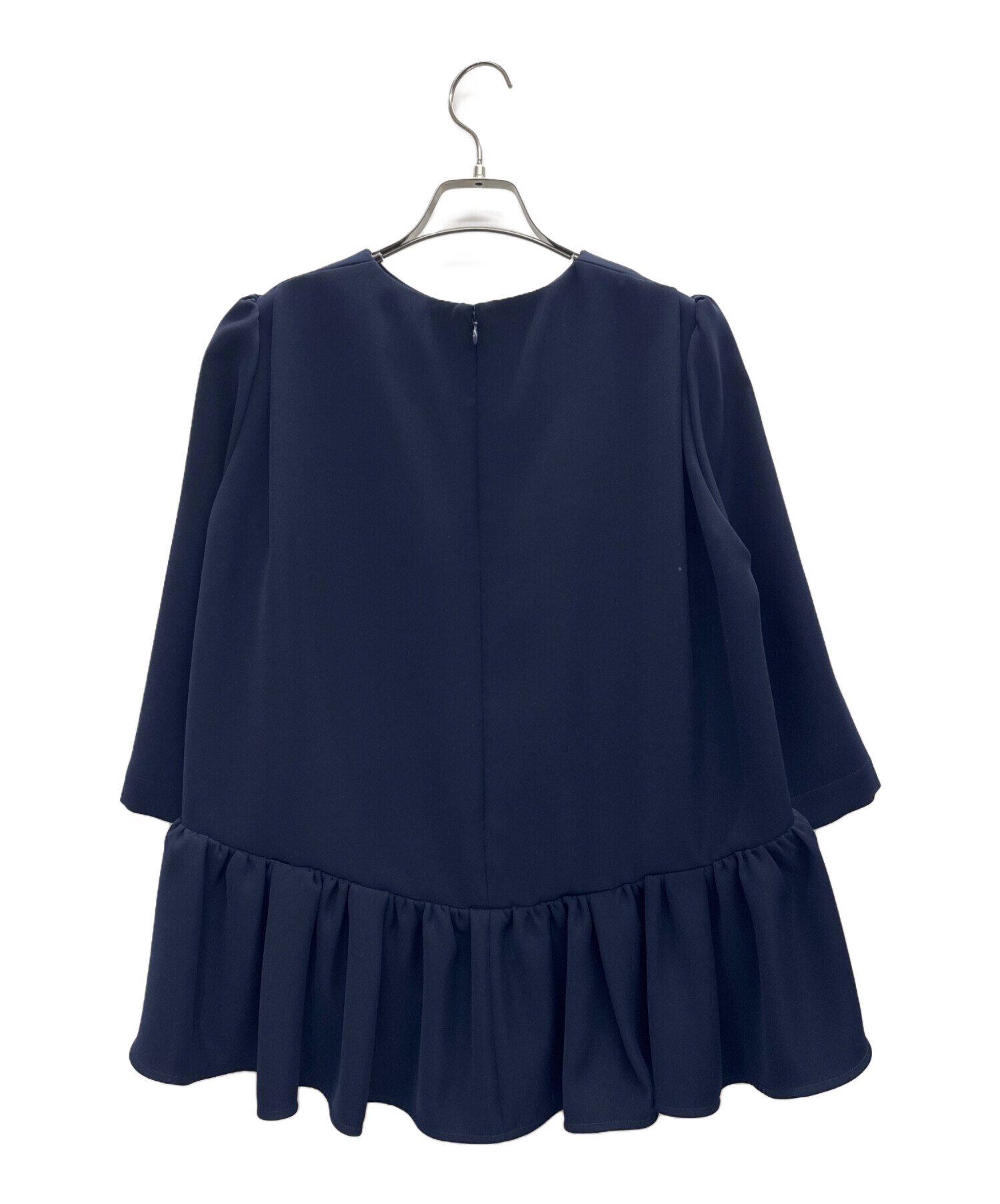 BORDERS at BALCONY プリーツブラウス ネイビー 38 BORDERS at BALCONY