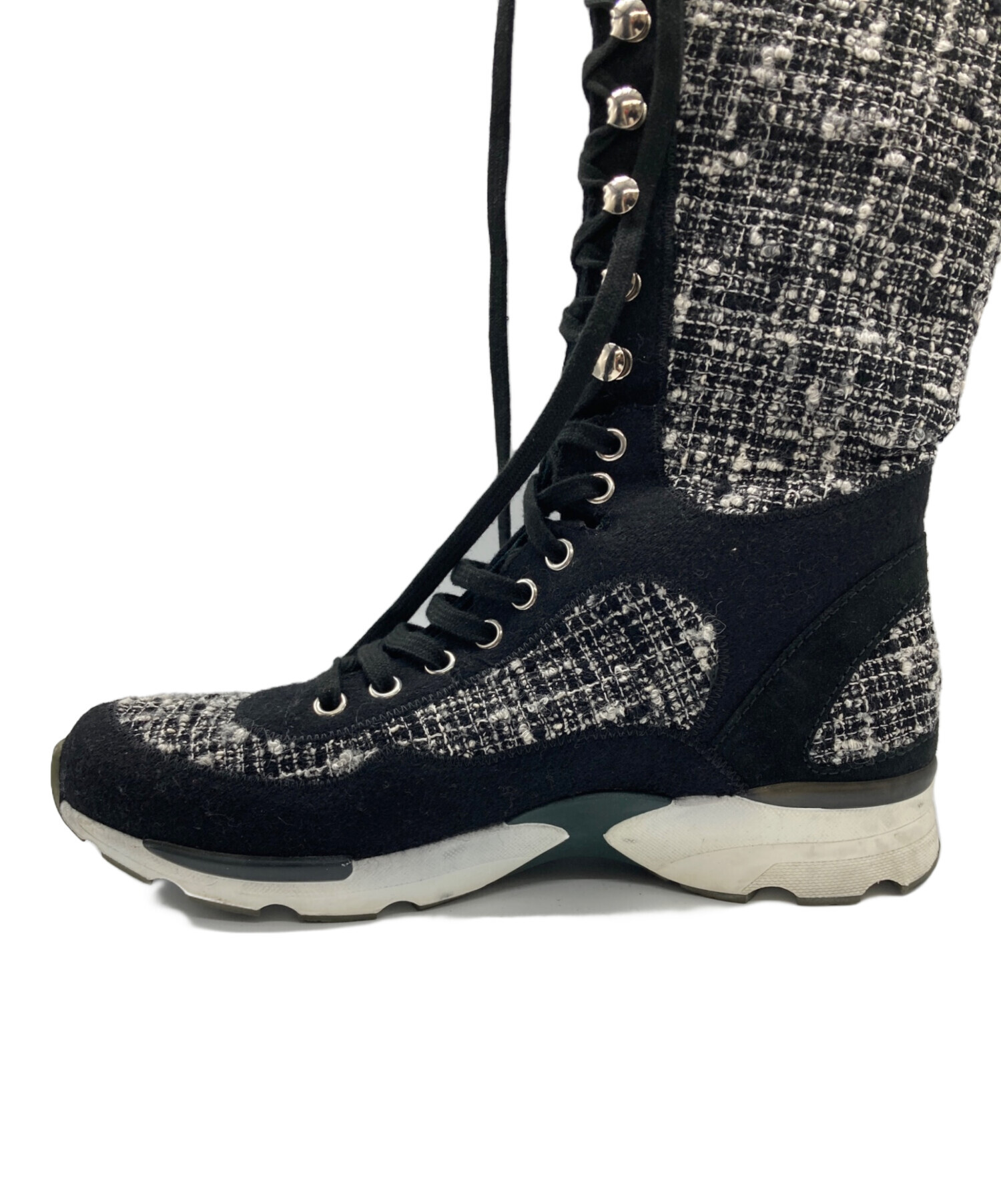 中古・古着通販】CHANEL (シャネル) ツイードブーツスニーカー
