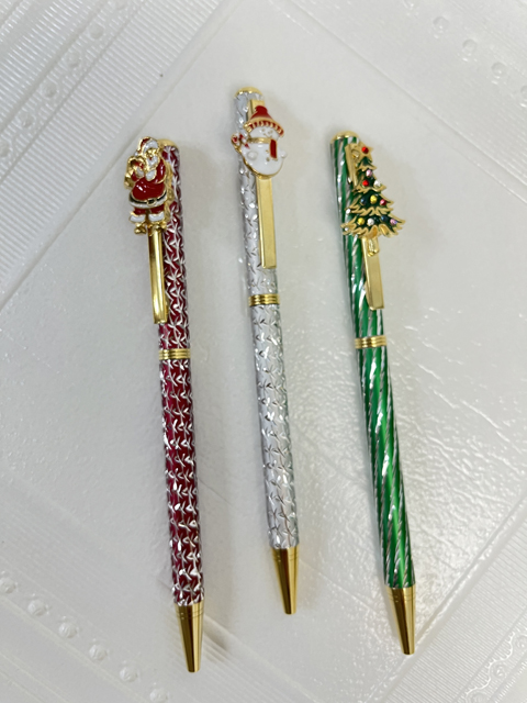 送料無料（ネコポス） ボールペン クリスマス 3本セット クリスタル