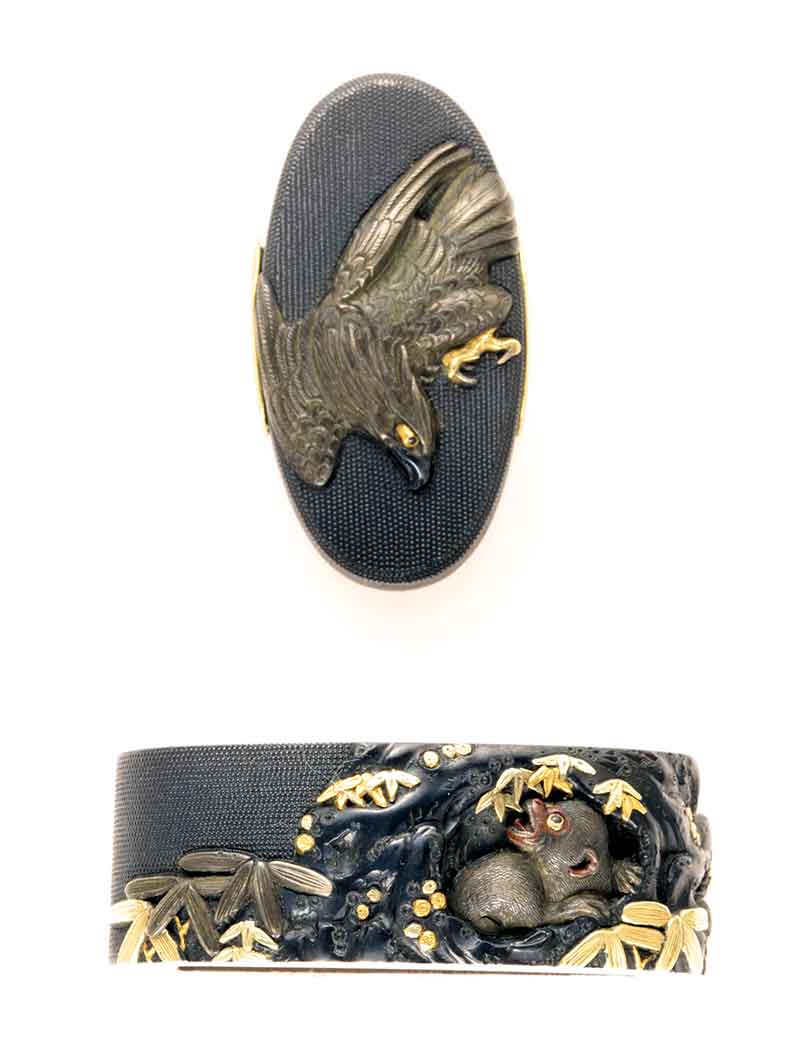 縁頭 大森英秀 猿に鷹図[B00261]｜刀剣や刀の販売なら日本刀販売専門店