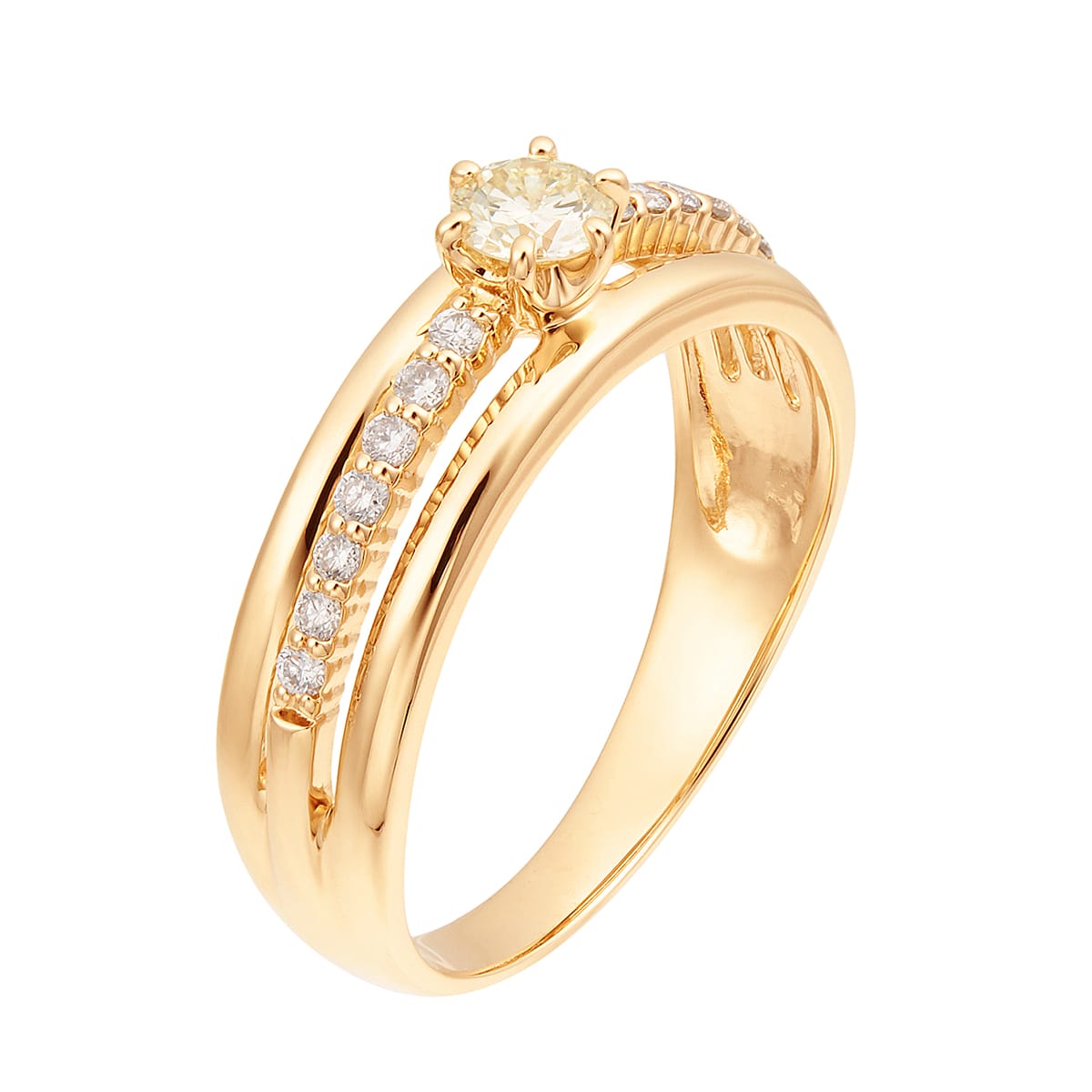 K18イエローゴールド鑑定書付ダイヤモンドリング（0.18カラット