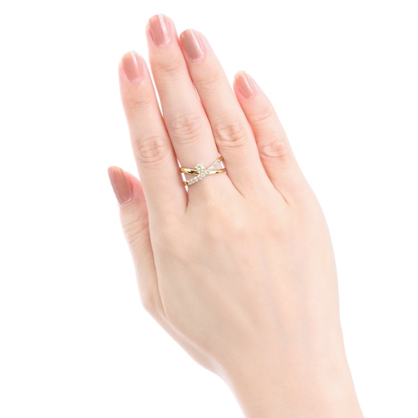 K18イエローゴールド鑑定書付ダイヤモンドリング（0.18カラット