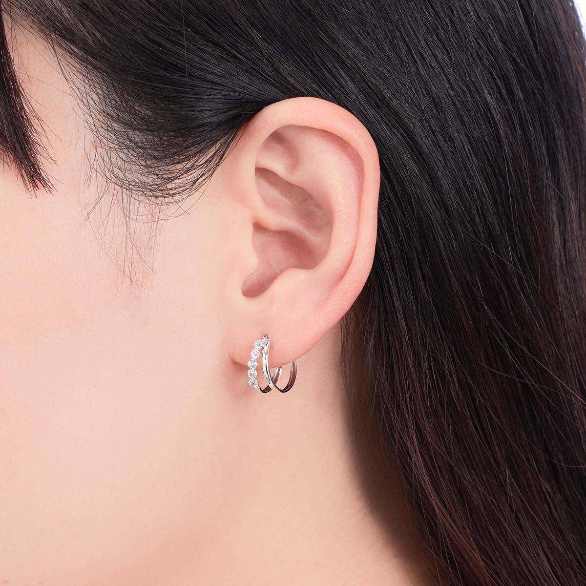 K10ホワイトゴールドキュービックピアス(RPE462)|TSUTSUMI（ジュエリー