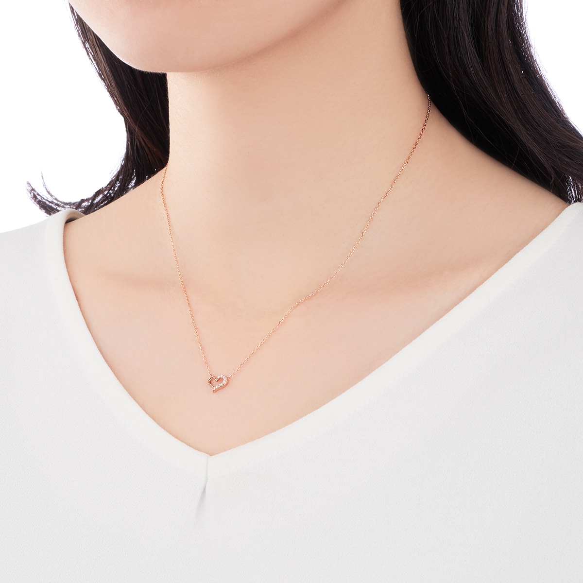 K10ピンクゴールドダイヤモンドネックレス(RPN735)|TSUTSUMI