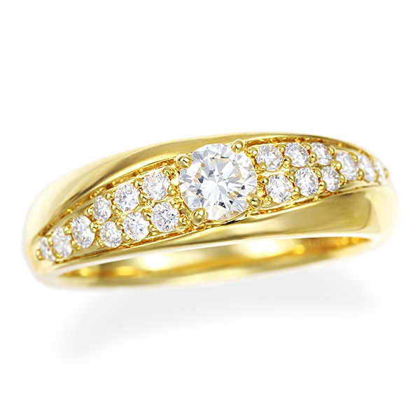 K18イエローゴールド鑑定書付ダイヤモンドリング（0.18カラット