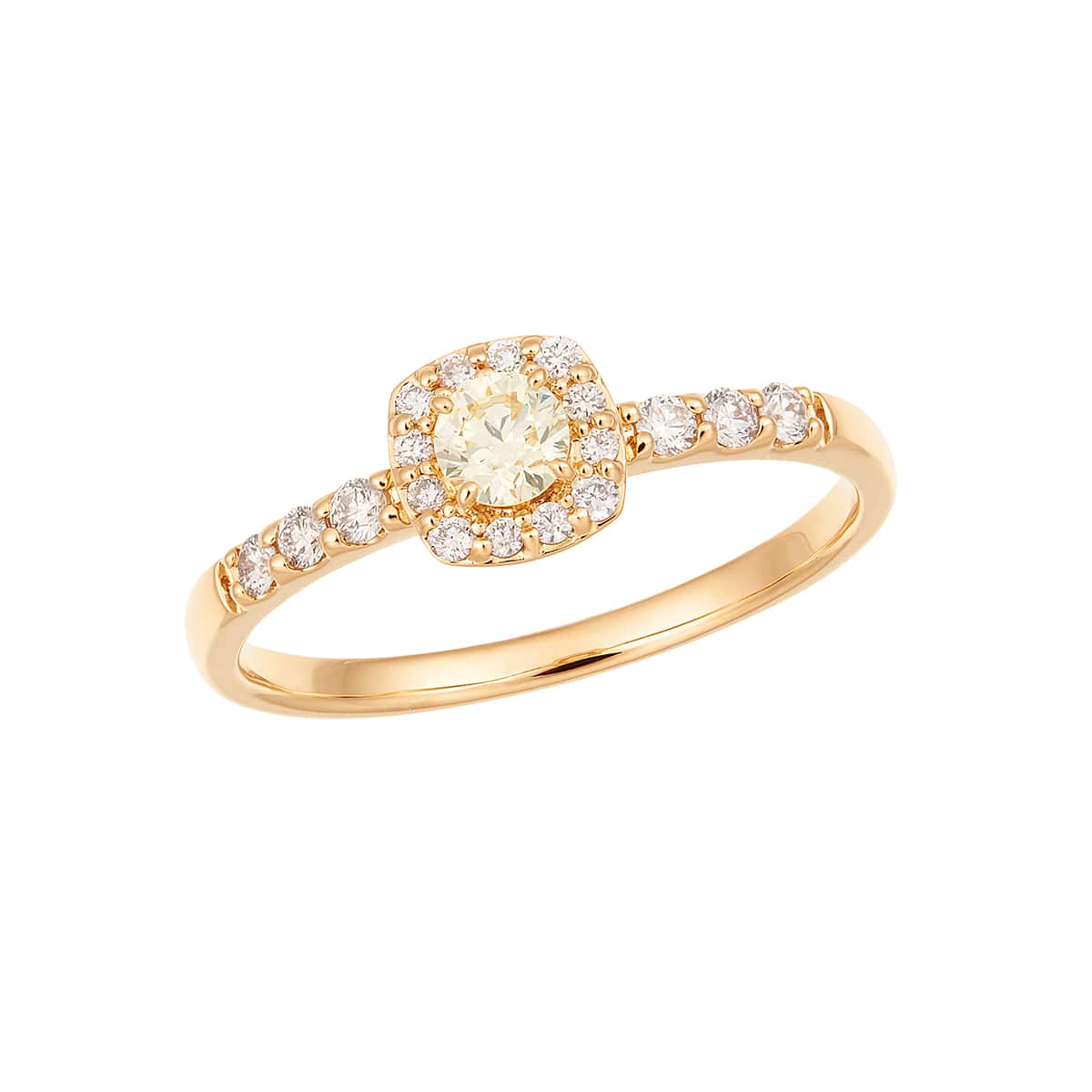 K18イエローゴールド鑑定書付ダイヤモンドリング（0.15カラット