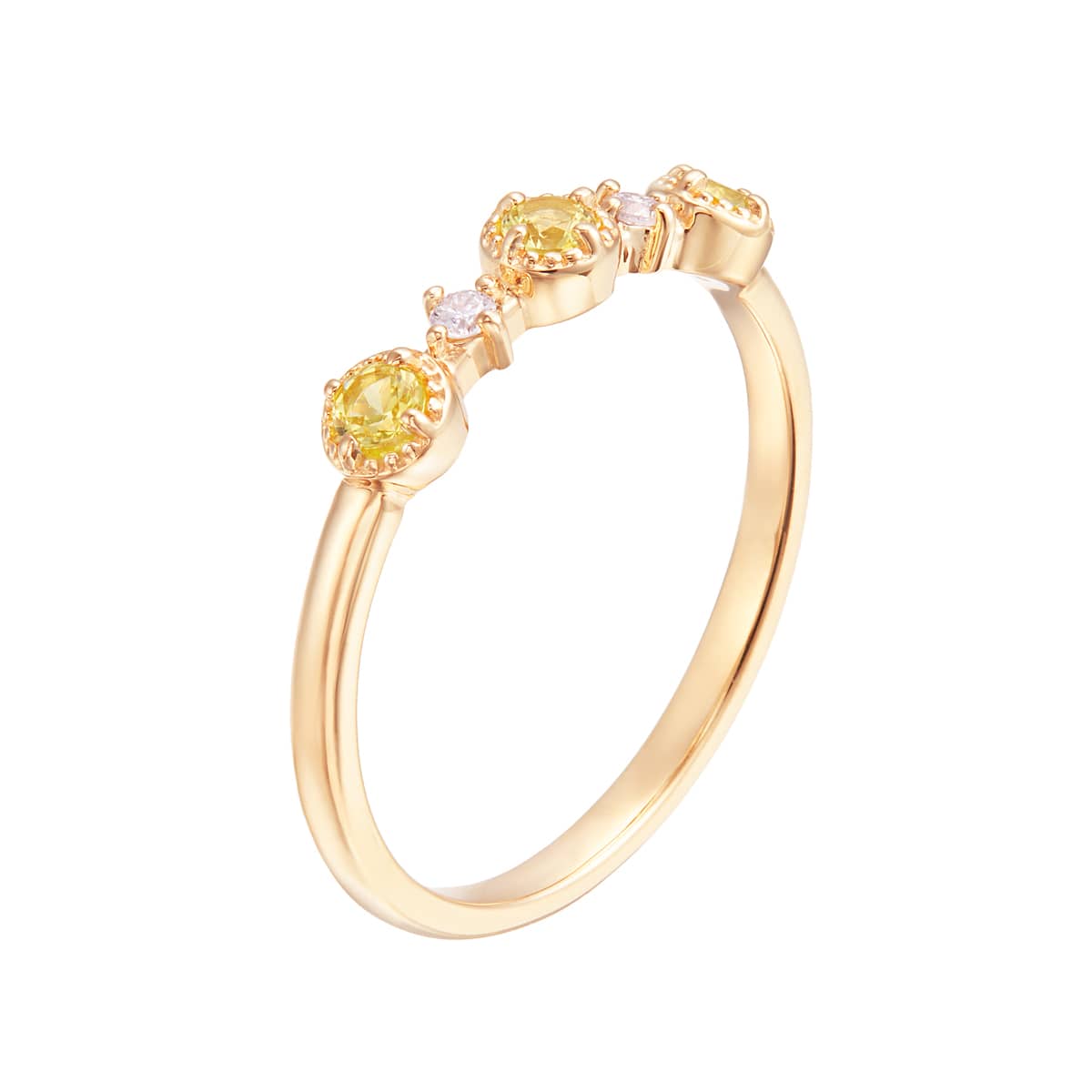 K10イエローゴールドイエローサファイアリング（ピンキーリング