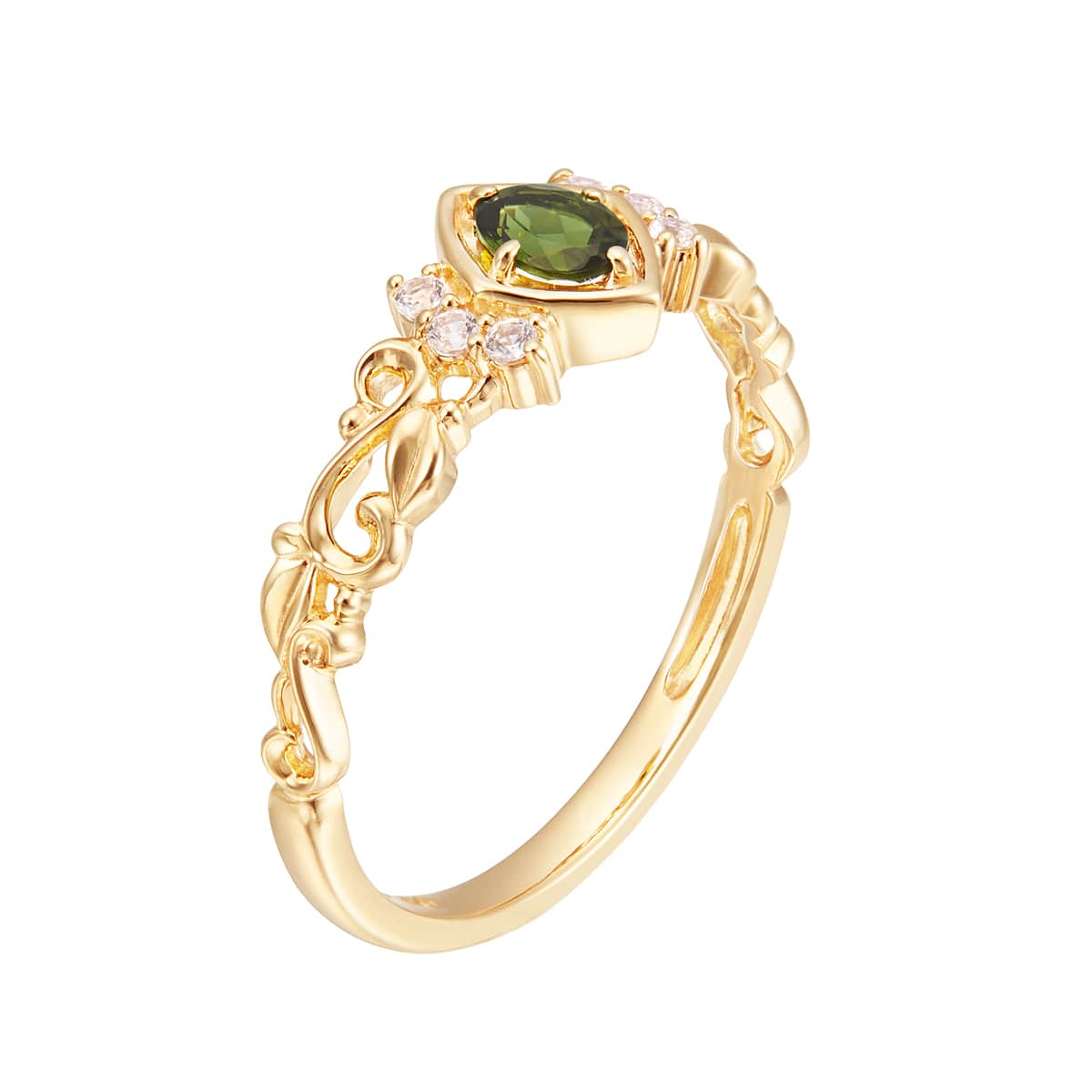 K10イエローゴールドグリーントルマリンリング(RFR258-002)|TSUTSUMI