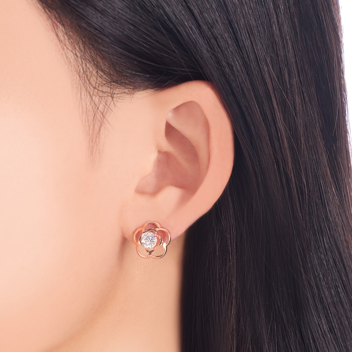 K10ピンクゴールドキュービックピアス(RPE428-003)|TSUTSUMI