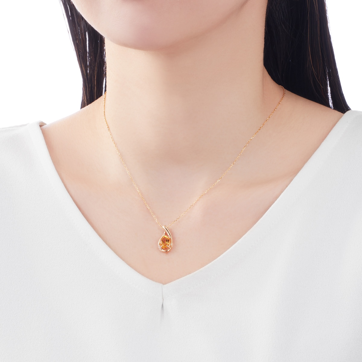 K10イエローゴールドシトリンネックレス(RPN561-002)|TSUTSUMI