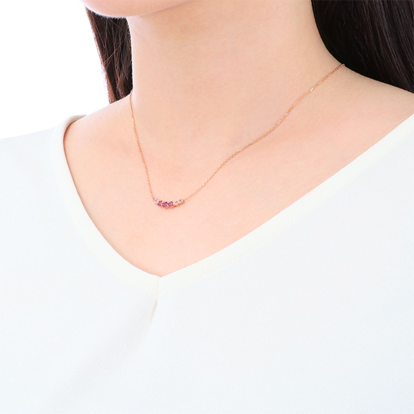 K10ピンクゴールドマルチストーンネックレス(RPN979-001)|TSUTSUMI