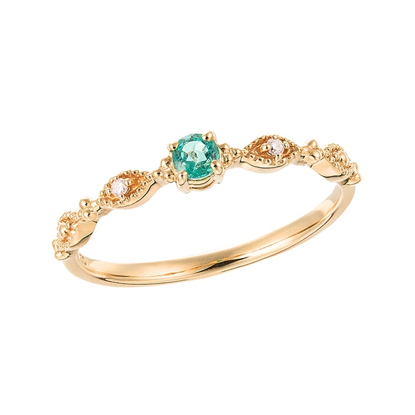 K10イエローゴールドエメラルドリング(RFR488-001)|TSUTSUMI