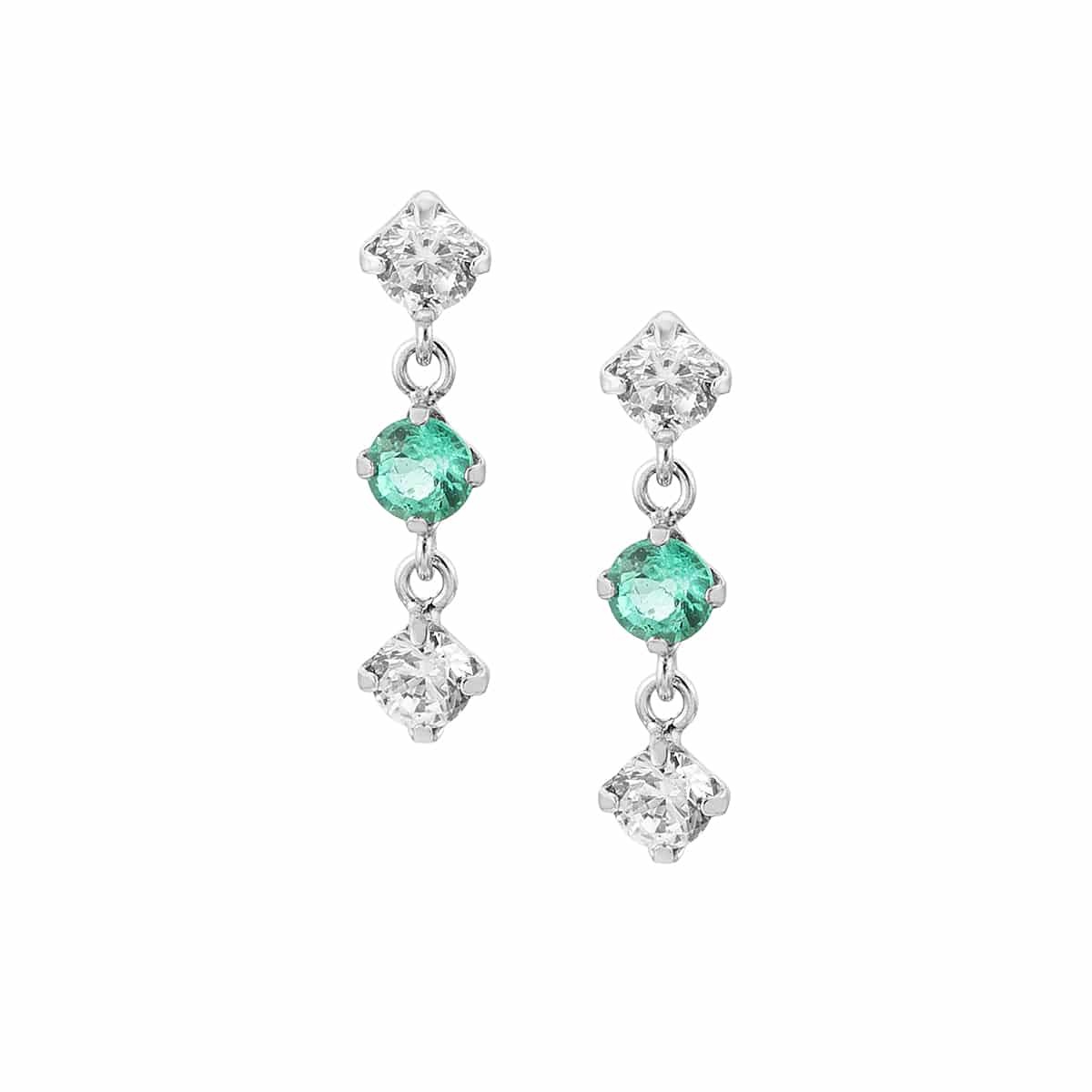 K10ホワイトゴールドエメラルドピアス(RPE036-004)|TSUTSUMI