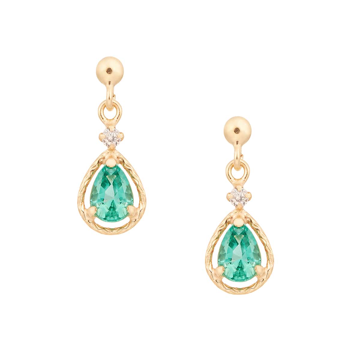 K10イエローゴールドエメラルドピアス(RPE231-003)|TSUTSUMI