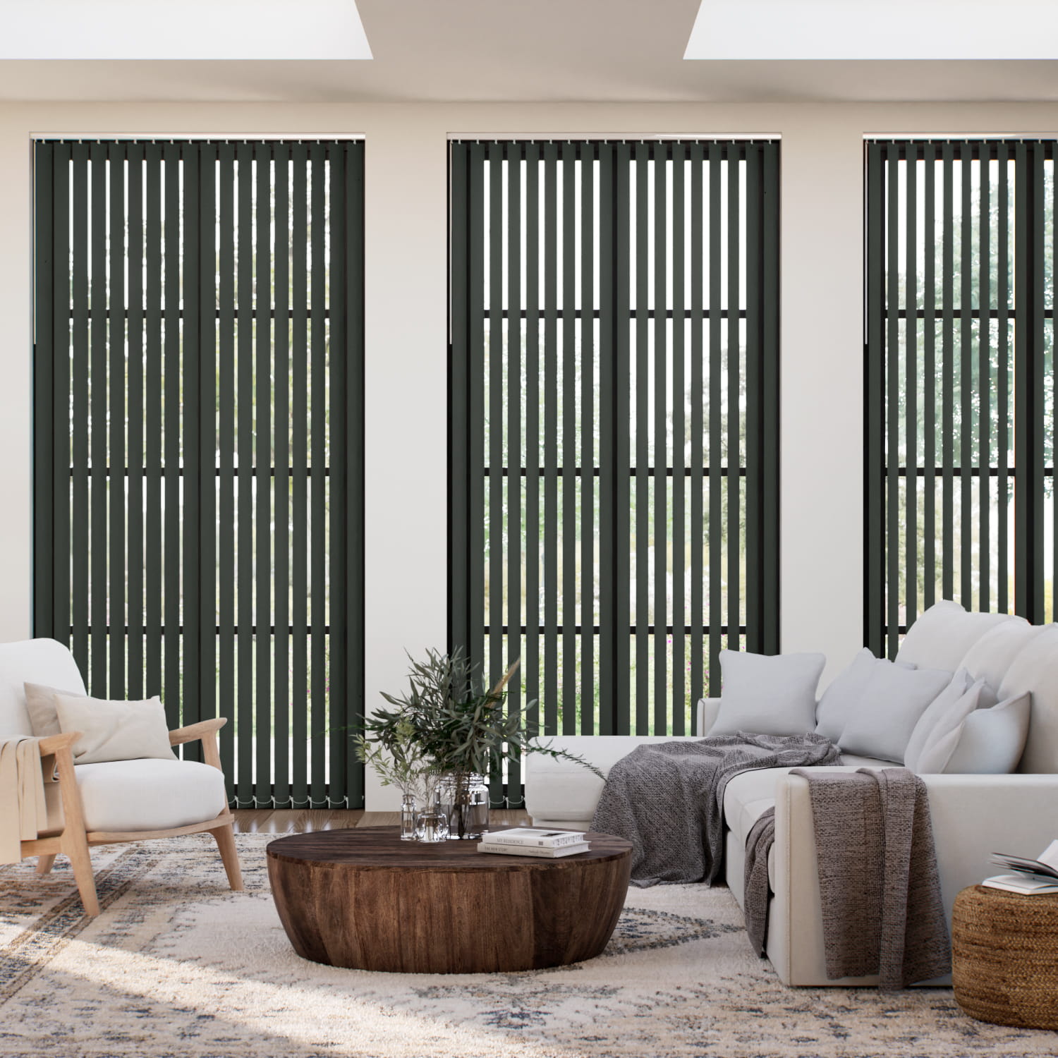 遮光リネン ブラック バーチカルブラインド