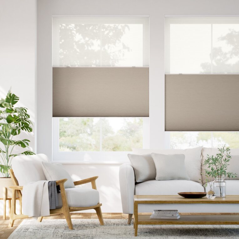 カーテンレール可】コードレス ツインハニカム シアーペブル ハニカム