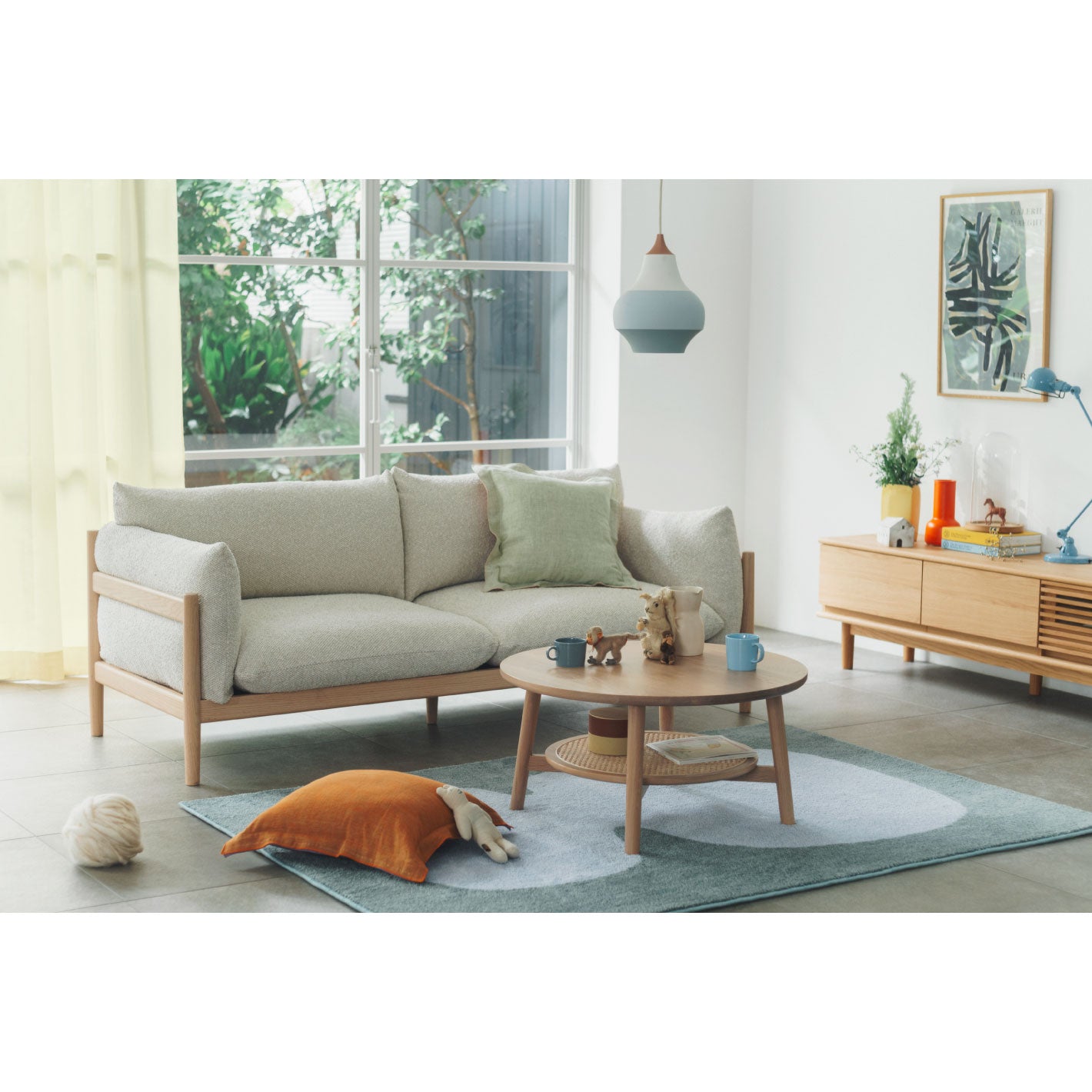 UNICO GREIG 3シーター ベージュのファブリックソファ UNICO GREIG 3