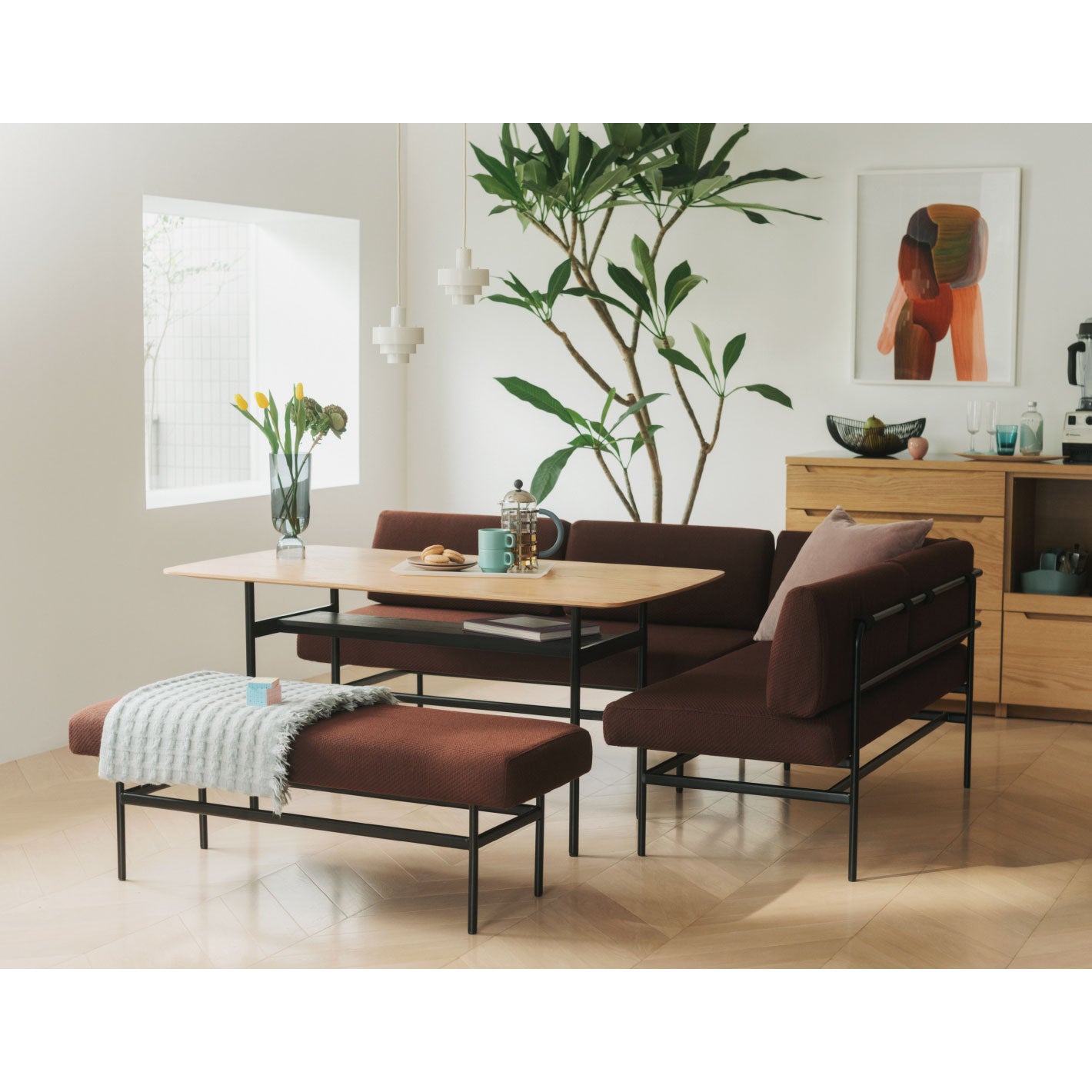 UNICOLOMシリーズ 【UNICO】LOMシリーズ ダイニング3点セット②ベンチ