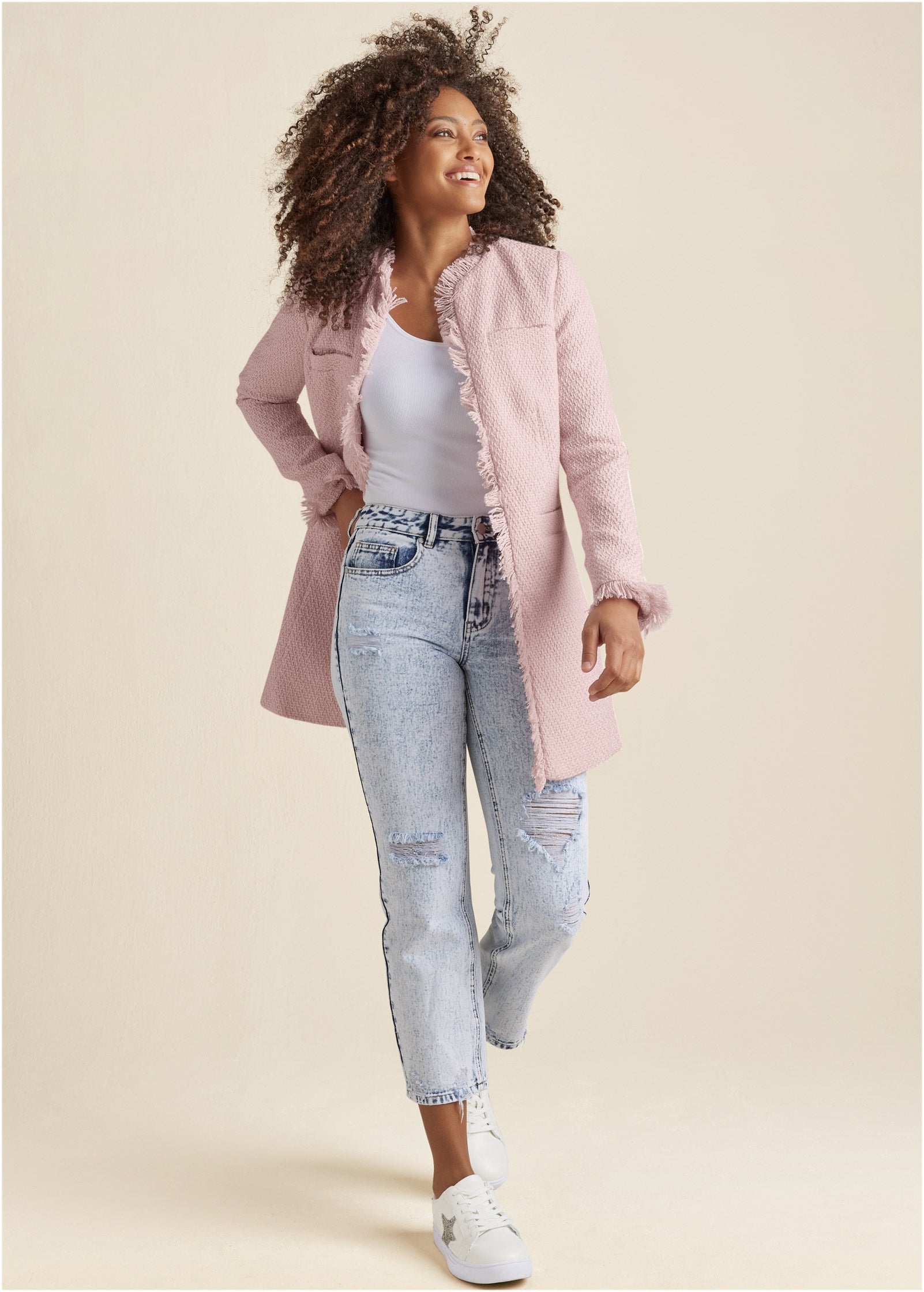 Tweed Jacket - Light Pink – Venus Fashion