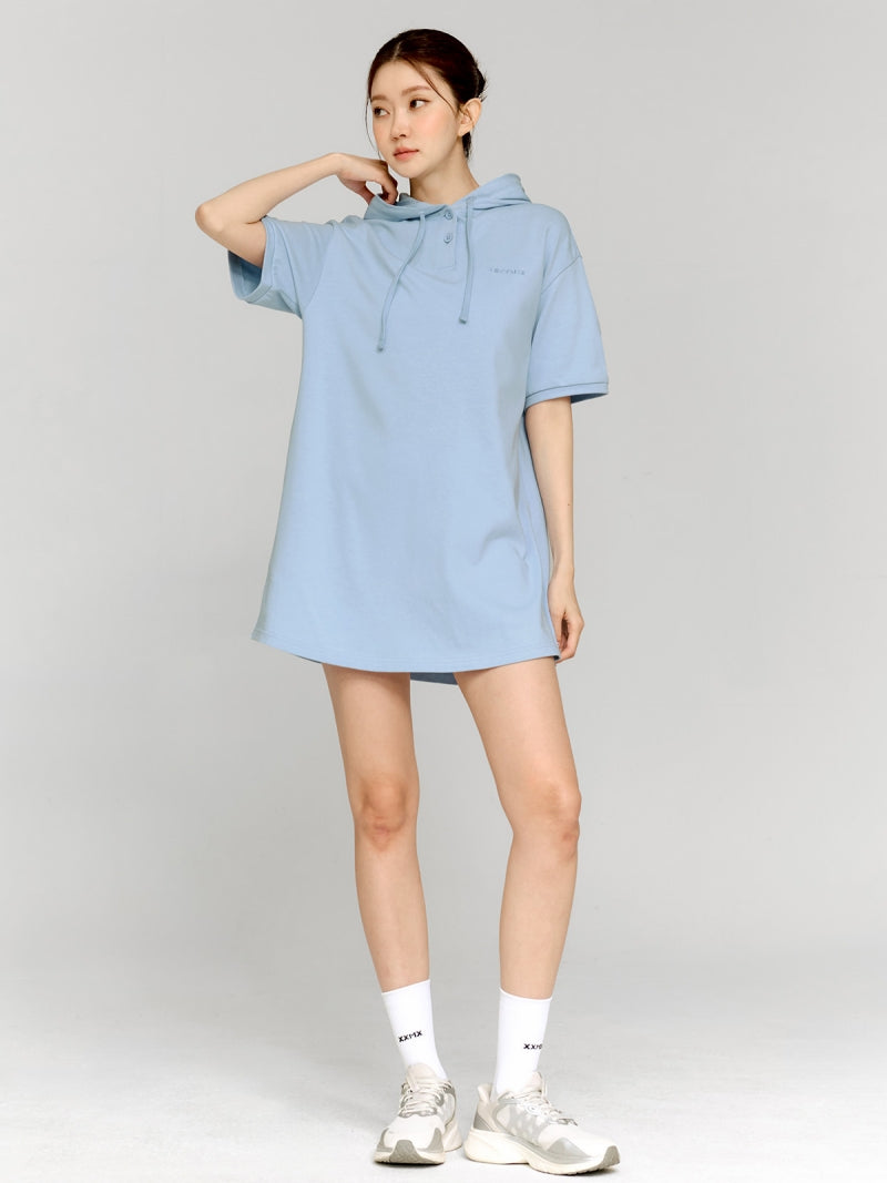 コージー コットン フード付き ワンピース