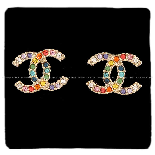 CHANEL シャネル ココマーク レインボー ラインストーン ピアス