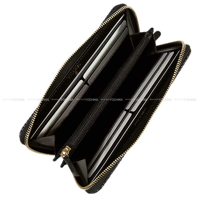 CHANEL シャネル ドーヴィル ラウンド 長財布 黒(ブラック)/グレー