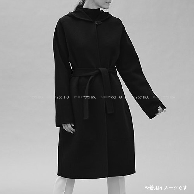 HERMES エルメス ステンカラーコート ダブルフェイス フーデット