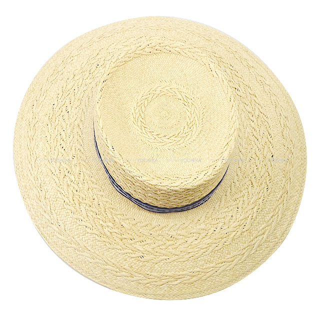 HERMES エルメス ストローハット 麦わら帽子 バンダナ ブルーマリン 藁