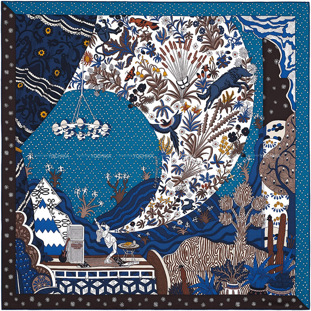 2022年 春夏 HERMES エルメス スカーフ カレ90 始まりの歌 ブルー