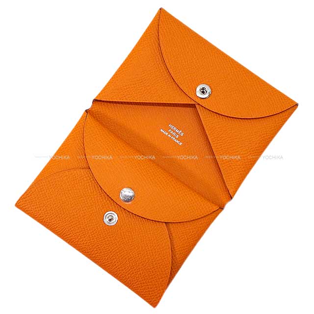 HERMES エルメス カードケース カルヴィ デュオ オレンジ エプソン