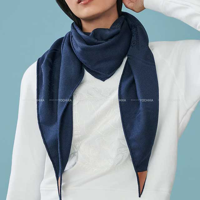 HERMES エルメス スカーフ ロザンジュGM ニューリブリス ネイビー