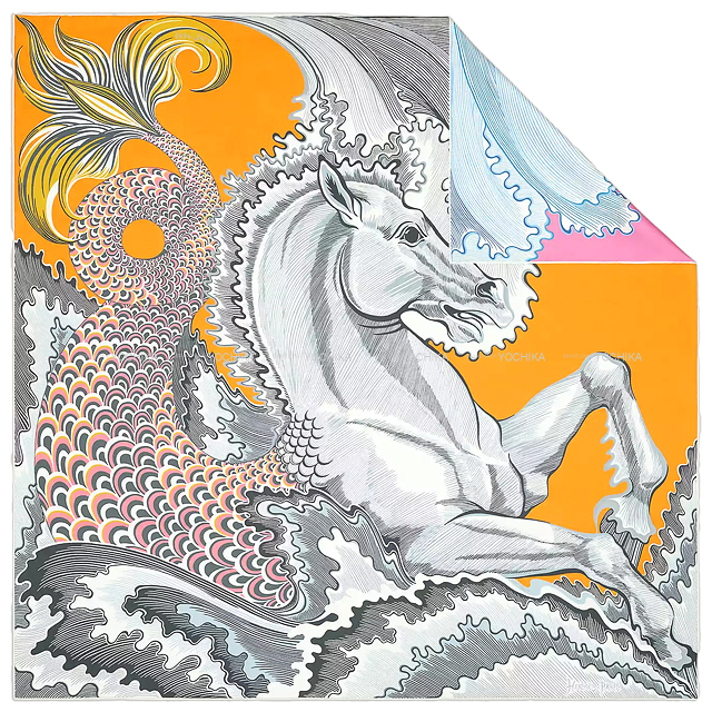 HERMES エルメス スカーフ カレ90 ダブルフェイス シュヴァル シレーヌ