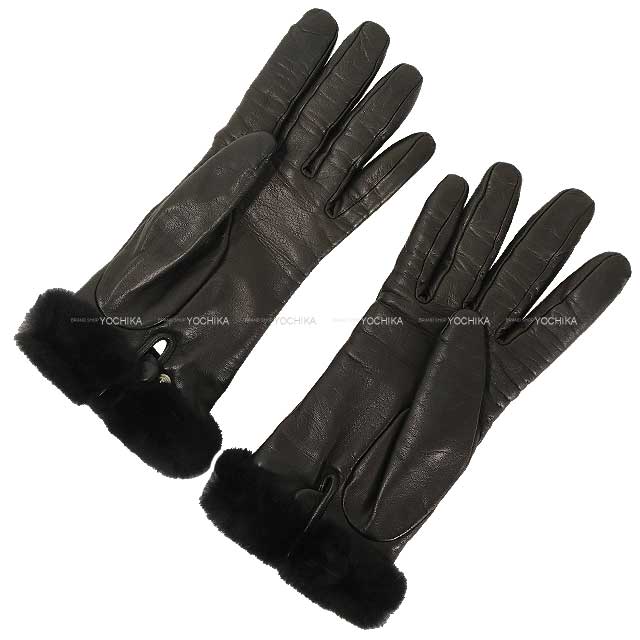 HERMES エルメス 手袋 カデナ グローブ プリンセス 黒 (ブラック