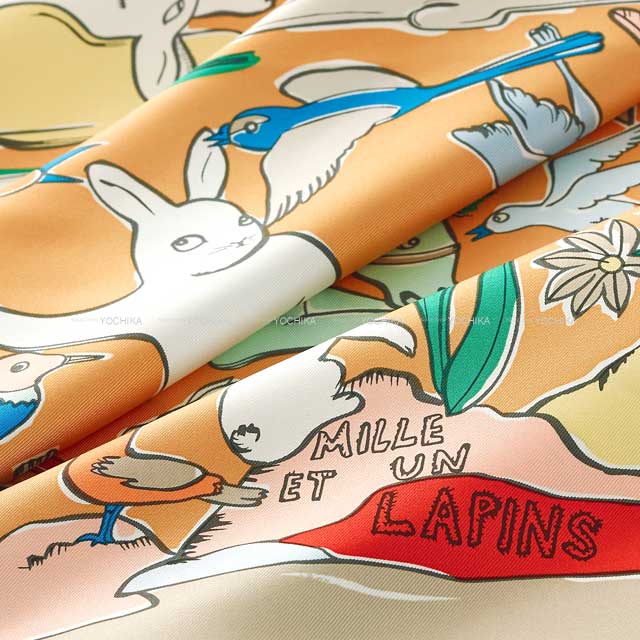 2023年 秋冬 HERMES エルメス スカーフ カレ90 千と一のウサギ グリ