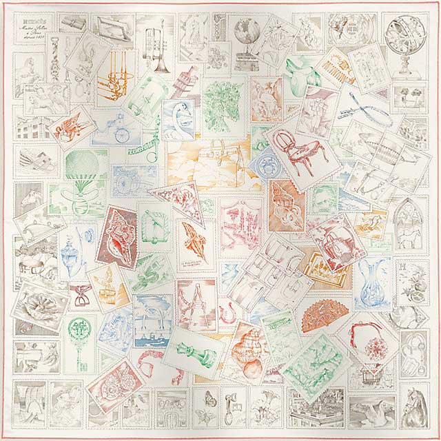 2025年春夏 HERMES エルメス スカーフ カレ90 フォーブルの切手愛好家