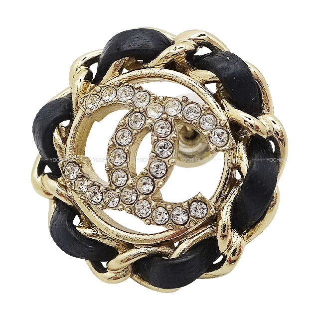 2024年 CHANEL シャネル ピアス ココマーク チェーントリミング 黒