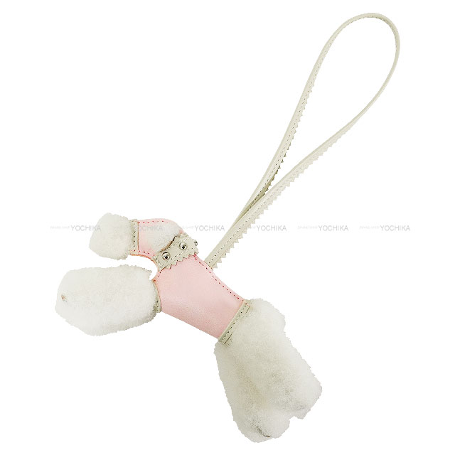 HERMES エルメス バッグチャーム バディ 犬 スタッズ 首輪付 エクリュ