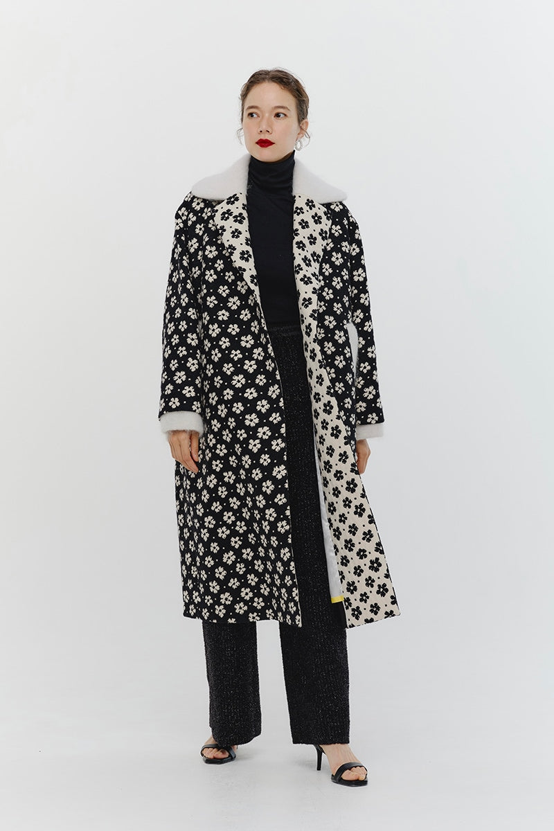 yori shirocon mimosaジャガードコート ネイビー36 【公式通販】