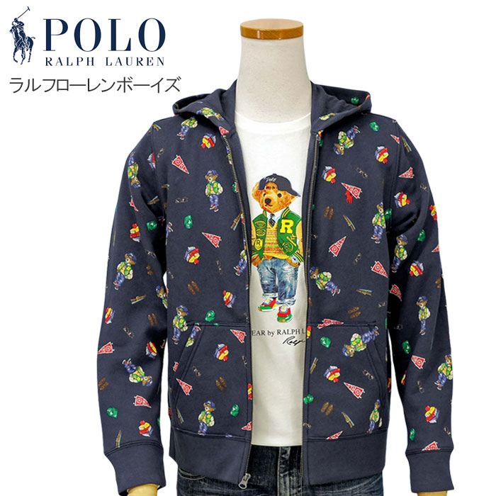 POLO ラルフローレン ボーイズポロベア総柄フルジップパーカー送料無料
